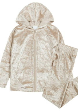 Forever Dreaming Gold Crushed Velvet Look Zip Up Loungewear Set. Pk of 4