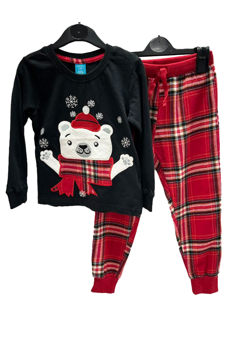 Little Kids Black Polar Bear Pyjamas. Pk of 10
