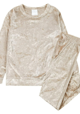 Forever Dreaming Gold Crushed Velvet Look Pyjamas Set. Pk of 4