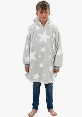 Hugzee Grey Star Wearable Hooded Fleece Blanket. Pk of 3