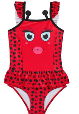 Girls Red Melon Infants Lady Bird Swimsuit. Pk of 4