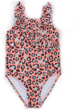 Girls Red Melon Leopard Swimsuit. Pk of 4