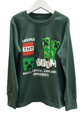 Ex Chainstore Minecraft Green Long Sleeved T-Shirt. Pk of 7