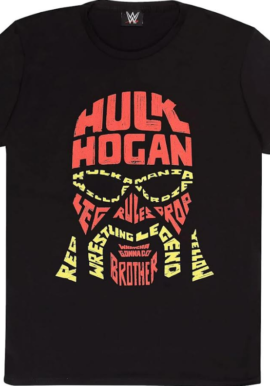 Fully Licensed Men's Hulk Hogan Black T-Shirt. Pk of 4