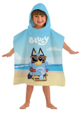 BULK BUY - Fully Licensed Boys Bluey Hooded Poncho Towel. Pk of 24