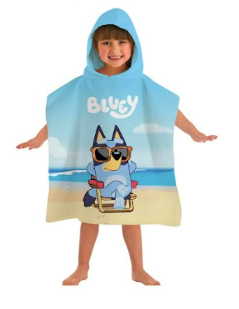 Fully Licensed Boys Bluey Hooded Poncho Towel. Pk of 3