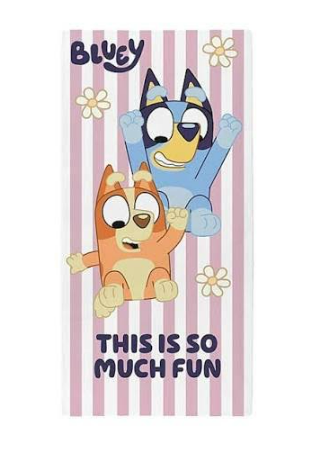 Fully Licensed Girls Bluey Striped Towel. Pk of 3