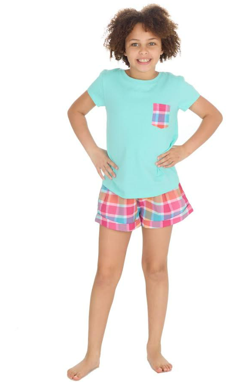 Forever Dreaming Girls Short Sleeved Mint Short Pyjamas. Pk of 5