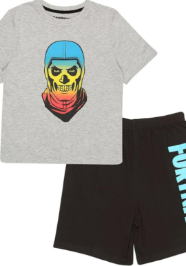 Fully Licensed Fortnite Grey Skull Short Pyjama. Pk of 10