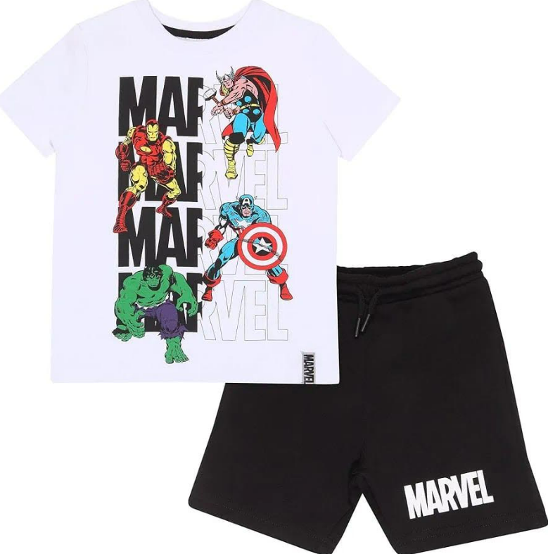 Fully Licensed Marvel Short Pyjama Set. Pk of 9