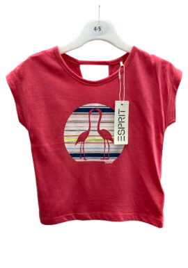 Girls ESPRIT Cerise Pink Flamingo T-Shirt. Pk of 8