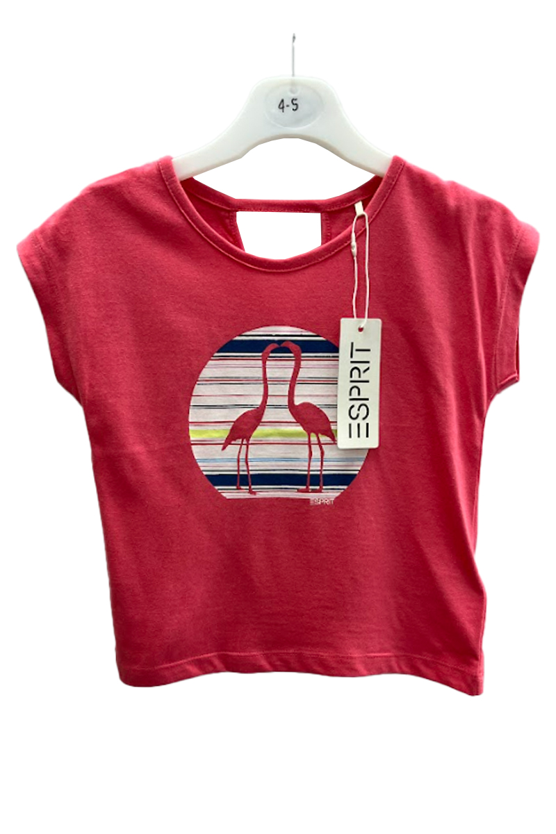 Girls ESPRIT Cerise Pink Flamingo T-Shirt. Pk of 8