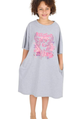 Red Melon Kids Grey Believe Unicorn Sleep T-Shirts. Pk of 3