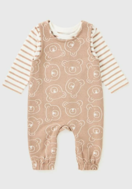 Ex Chainstore Brown Bear Dungaree 2pce Set. Pk of 11
