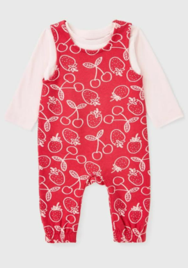 Ex Chainstore Strawberry Dungaree 2pce Set. Pk of 12