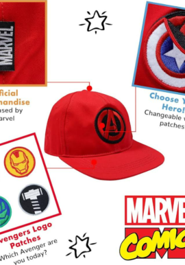 Fully Licensed Avengers Baseball Cap Interchangeable Logo Patches. Pk of 3