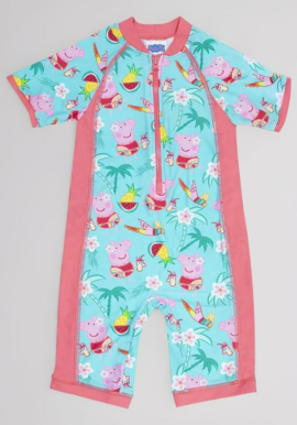 Fully Licensed Peppa Pig Tropical Pattern Surf Suit. Pk of 3