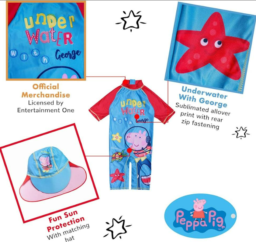 Fully Licensed George Pig Surf Suit With Hat. Pk of 5 - Image 4