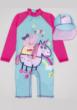 Fully Licensed Peppa Pig Surf Suit With Hat. Pk of 3