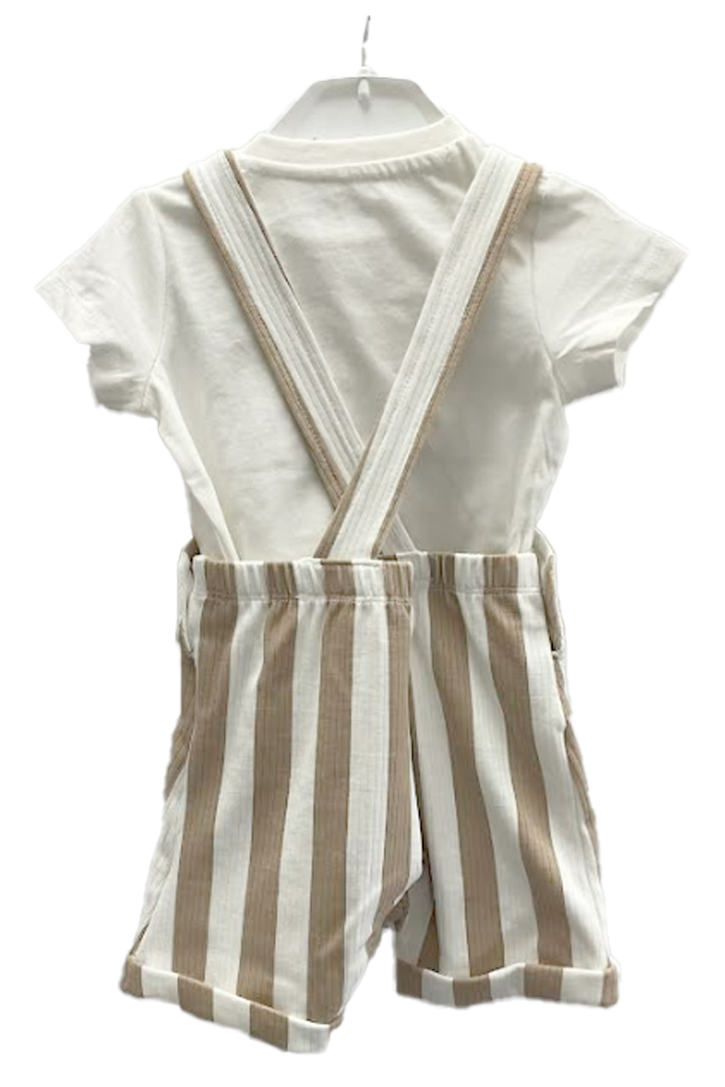 Ex Chainstore Brown Striped Short Dungaree 2pce Set. Pk of 10 - Image 2