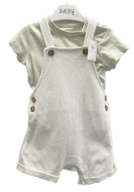 Ex Chainstore Green Striped Short Dungaree 2pce Set. Pk of 10