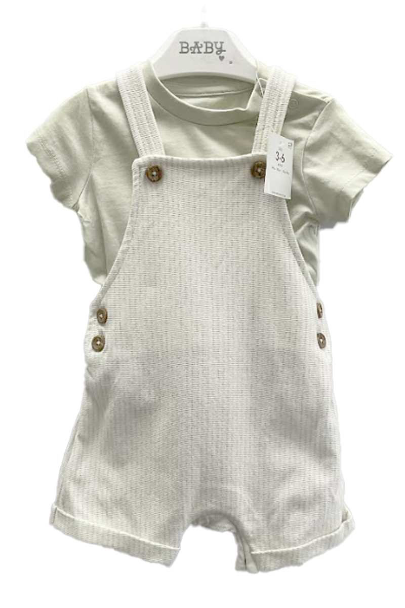 Ex Chainstore Green Striped Short Dungaree 2pce Set. Pk of 10