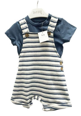 Ex Chainstore Blue Striped Short Dungaree 2pce Set. Pk of 10