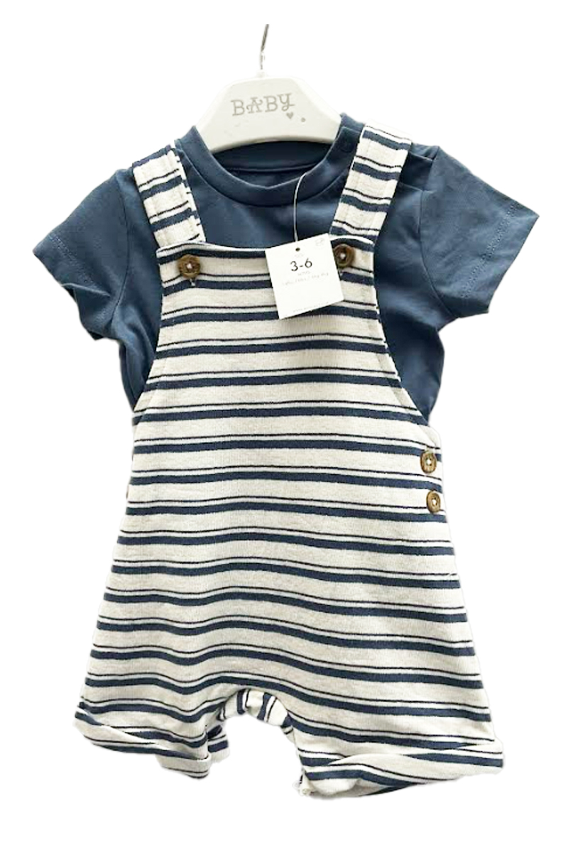 Ex Chainstore Blue Striped Short Dungaree 2pce Set. Pk of 10