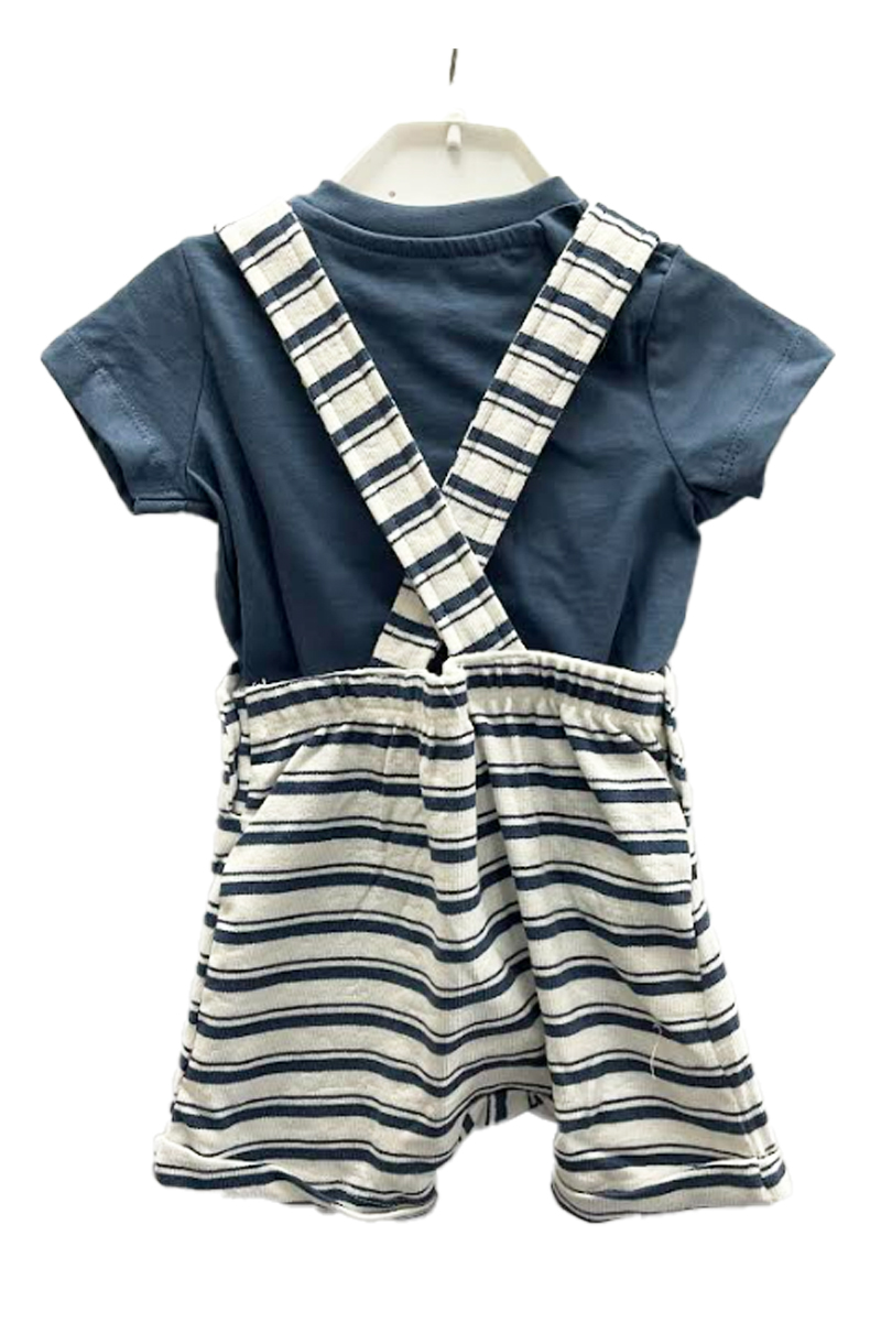 Ex Chainstore Blue Striped Short Dungaree 2pce Set. Pk of 10 - Image 2