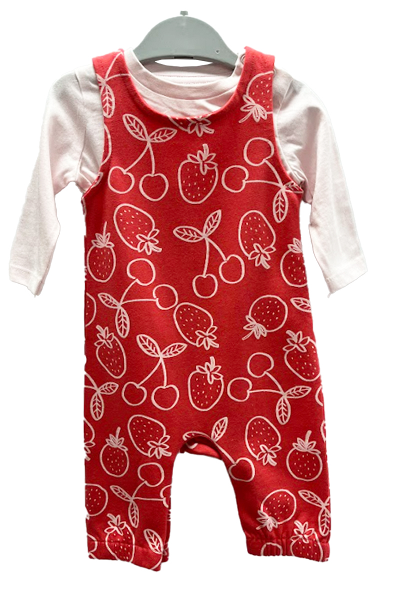 Ex Chainstore Strawberry Dungaree 2pce Set. Pk of 12 - Image 3