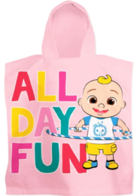 Fully Licensed Cocomelon Hooded Poncho Towel. Pk of 3