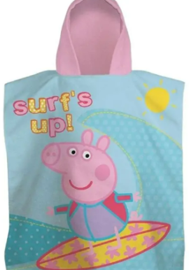 Fully Licensed Peppa Pig Hooded Poncho Towel. Pk of 3