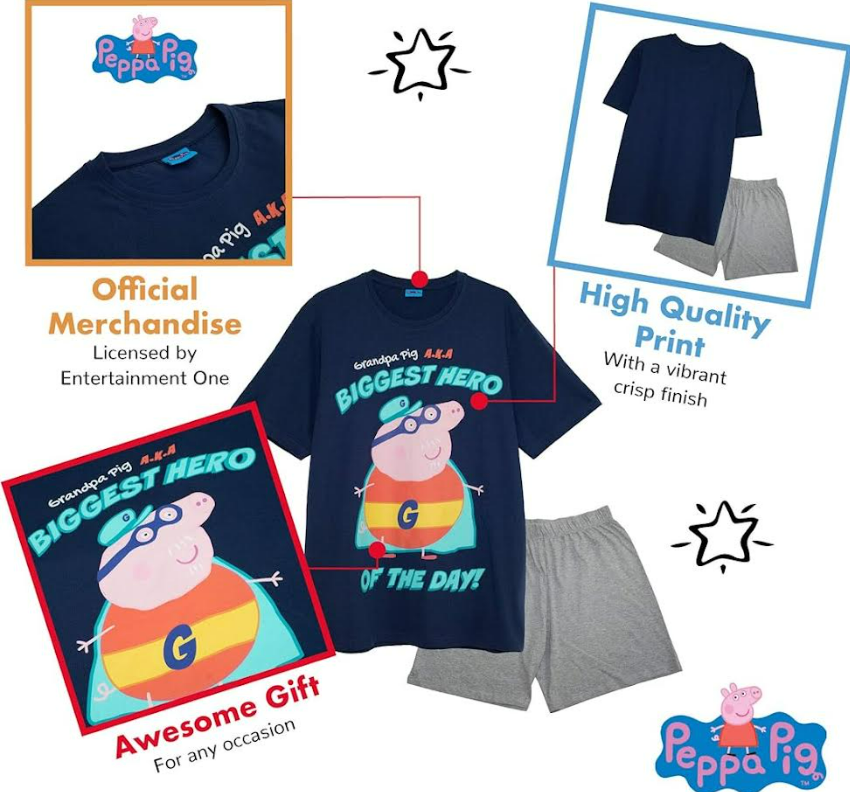 Fully Licensed Grandpa Pig Short Pyjamas. Pk of 10 - Image 2