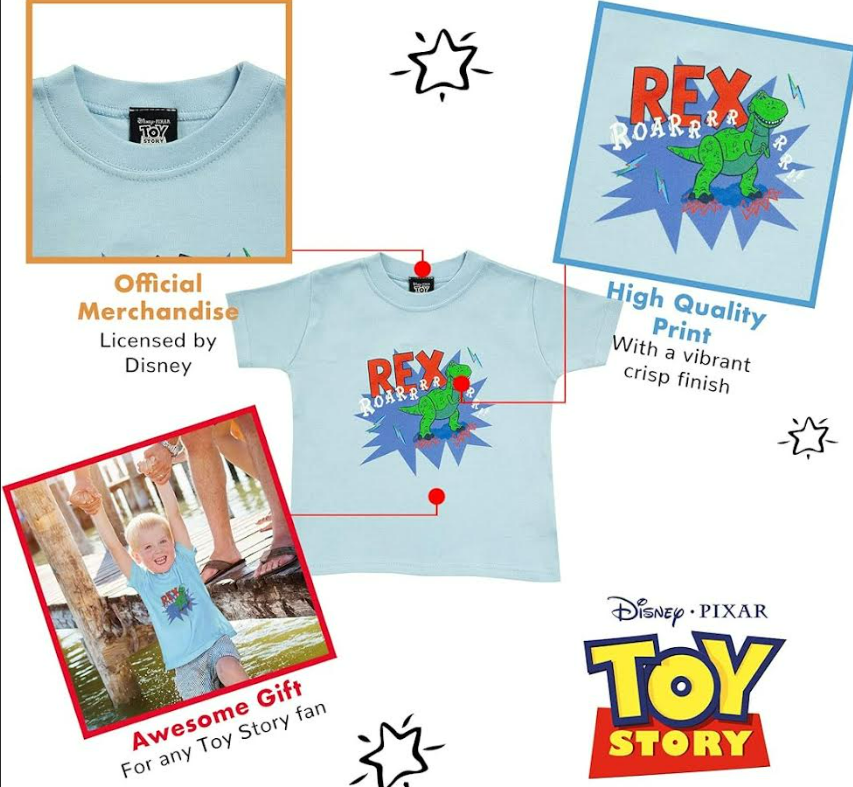 Fully Licensed Toy Story Rex T-Shirt. Pk of 8 - Image 2