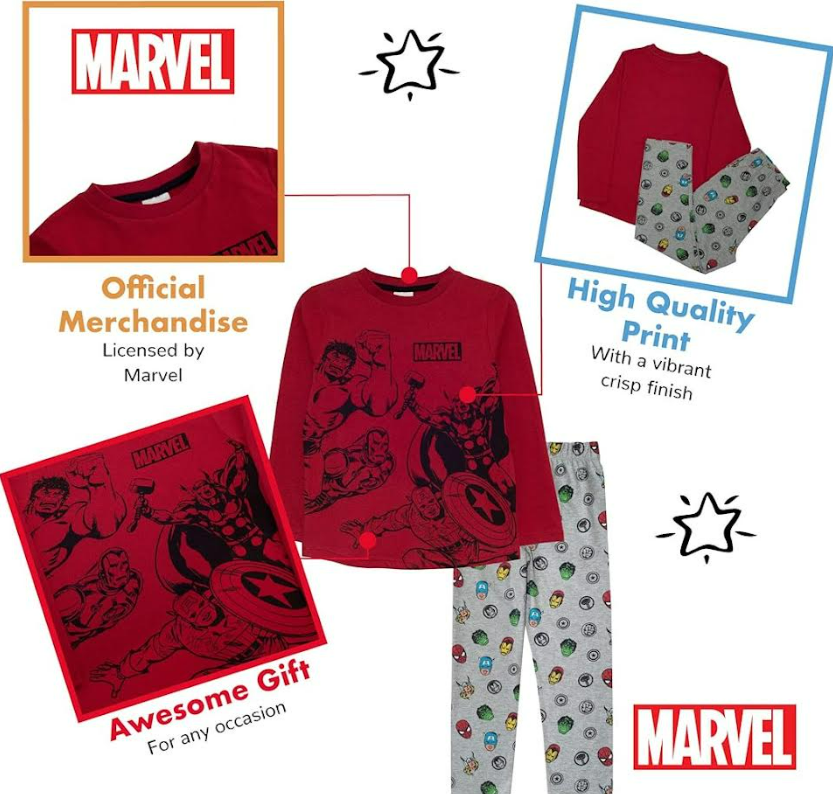 Fully Licensed Boys Marvel Pyjamas. Pk of 7 - Image 2
