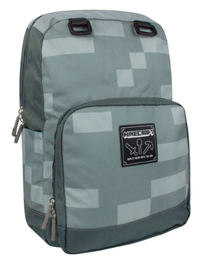 Fully Licensed Minecraft Large Grey Backpack. Pk of 3