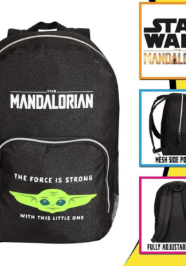 Fully Licensed Black & Green Large Mandalorian Backpack. Pk of 3