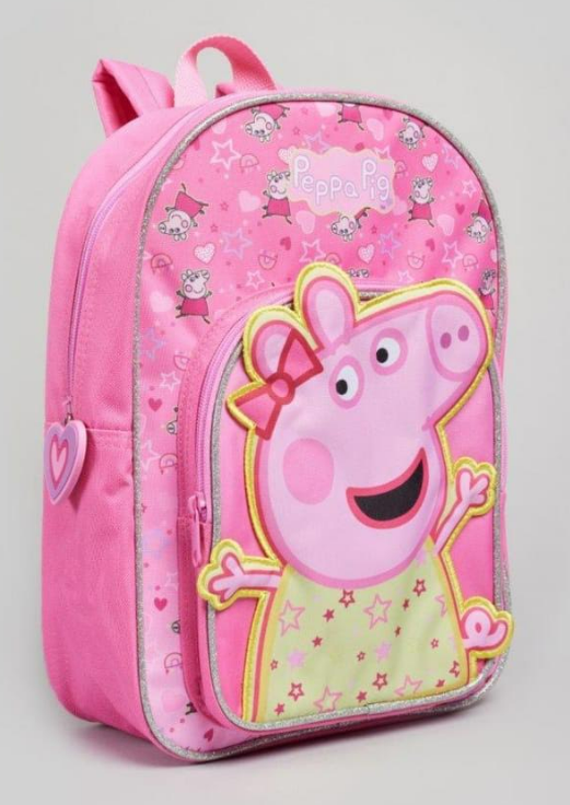 Fully Licensed Peppa Pig Front Pocket Yellow Dress Backpack. Pk of 3