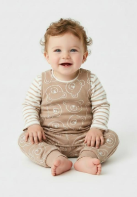 Ex Chainstore Brown Bear Dungaree 2pce Set. Pk of 12