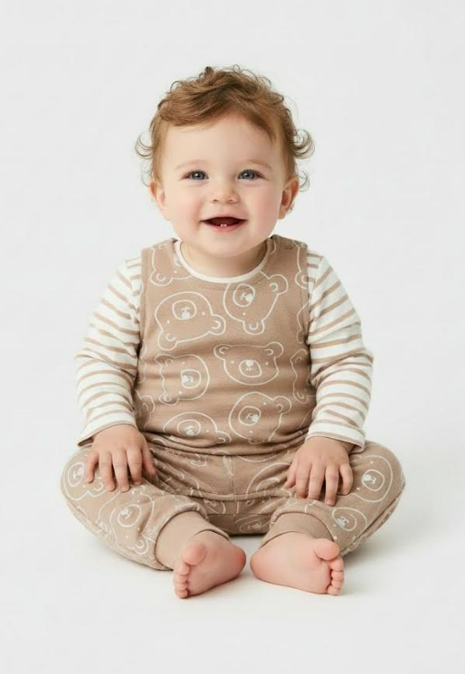 Ex Chainstore Brown Bear Dungaree 2pce Set. Pk of 12