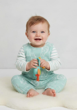 Ex Chainstore Pale Blue Animal Dungaree 2pce Set. Pk of 12
