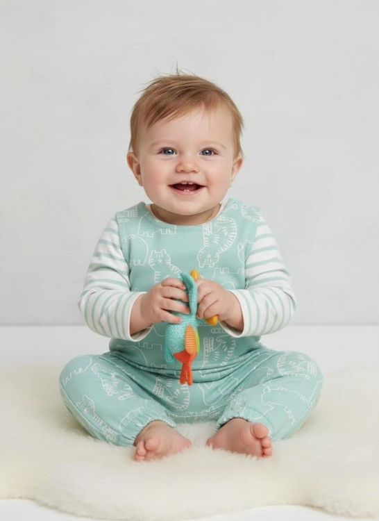 Ex Chainstore Pale Blue Animal Dungaree 2pce Set. Pk of 12