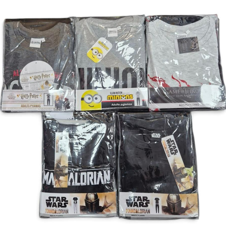 BULK BUY - Fully Licensed Men's Assorted Character Pyjamas. Pk of 20