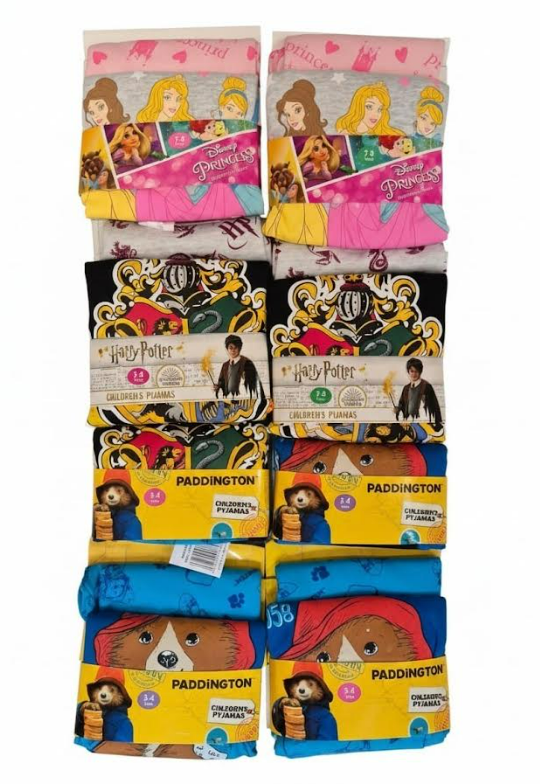 BULK BUY - Fully Licensed Assorted Pyjamas. Pk of 24