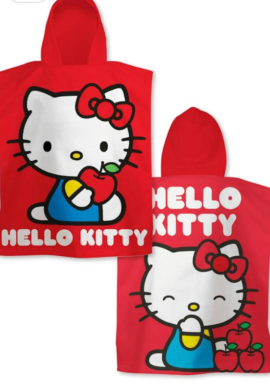 Fully Licensed Hello Kitty Hooded Poncho Towel. Pk of 3