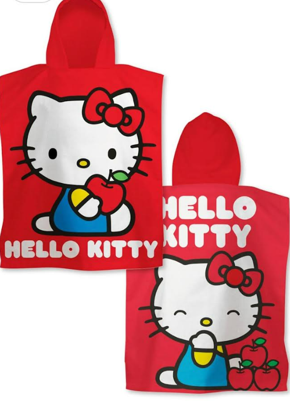 Fully Licensed Hello Kitty Hooded Poncho Towel. Pk of 3