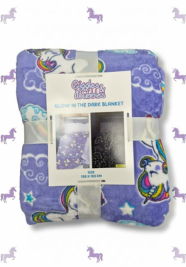 Giggles and Bubbles Glow In The Dark Lilac Unicorn Blanket. Pk of 3