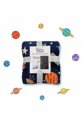 Giggles and Bubbles Glow In The Dark Navy Space Blanket. Pk of 3