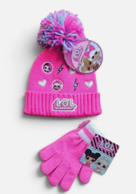 Fully Licensed LOL Doll Hat and Gloves Set. Pk of 3